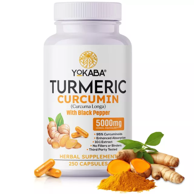 250 Capsules Turmeric Curcumin 5000mg Herbal Extract