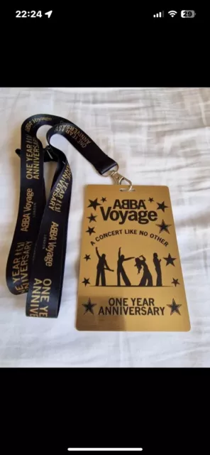 Abba Voyage One Year Anniversary Gold Engraved Pass and Lanyard