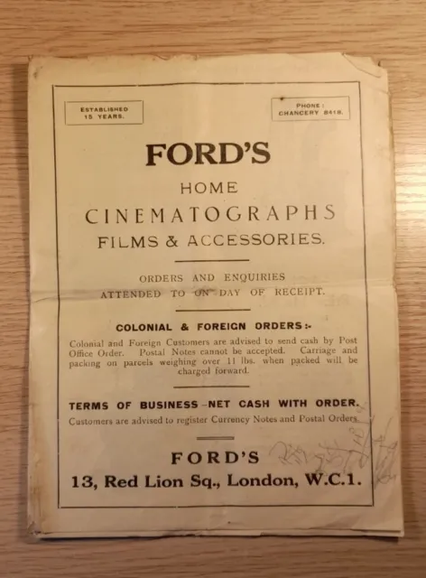 Ford's Catalogue Of Film Projectors & Accessories Undated Rare