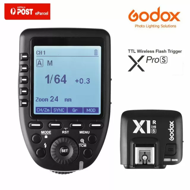 AU Godox XPro-S 2.4G TTL HSS Flash Trigger+X1R-S Receiver For Sony DSLR Camera