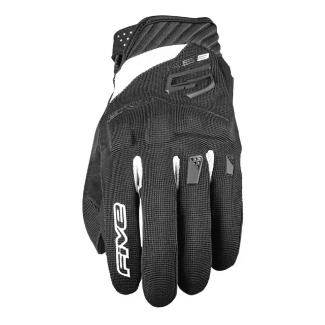 Five5 Gloves RS3 Evo Black and White Motorcycle Gloves Men's Sizes MD - 3XL