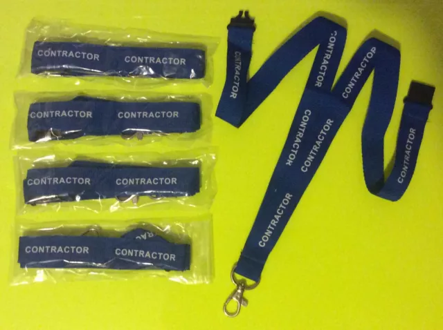 Blue Contractor Neck Strap Lanyard with Safety Breakaway clip  5 pack metal hook