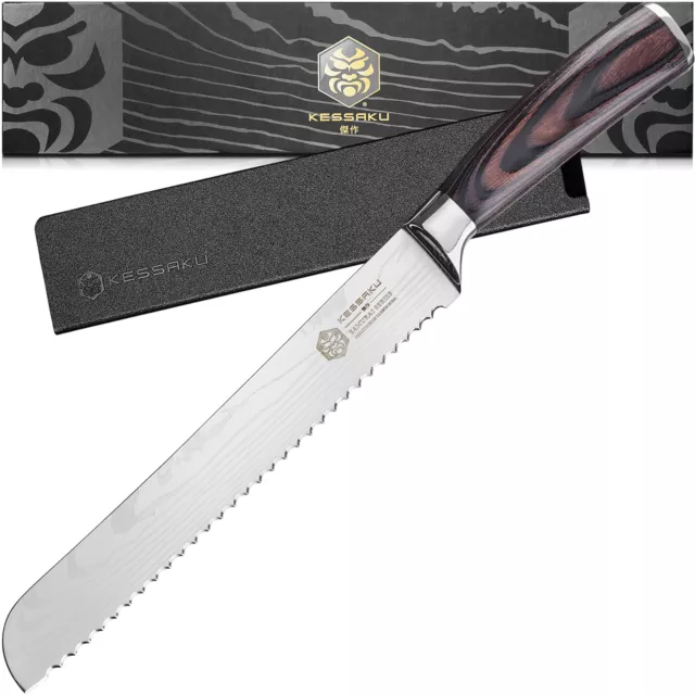 Kessaku Serrated Bread Knife - Samurai Series - 7Cr17MoV HC Stainless Steel