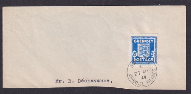 Besetzung II. Weltkrieg Kanalinseln Guernsey 2 1/2d auf großem Briefstück