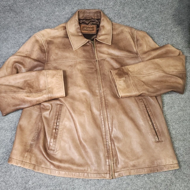 Tasso Elba Men's Pietro Soft Leather Jacket in Cognac Brown-Size XL
