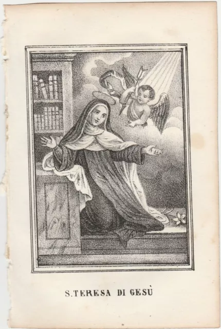 Santa Teresa di Gesù Incisione Originale Santino del 1858