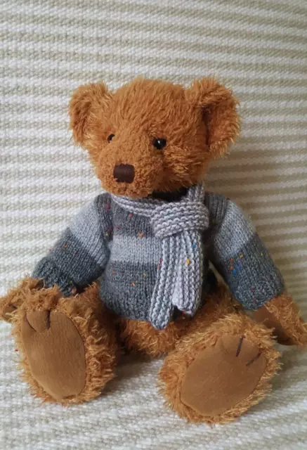 **Knitted Teddy Bear Clothes** New Hand Knitted 12" Chest Jumper & Scarf Set