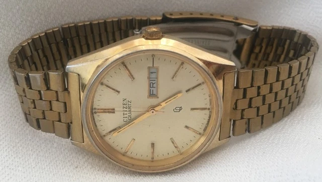 VINTAGE CITIZEN 6100 T13739 KT GN 4W S Day Date watch 38.72