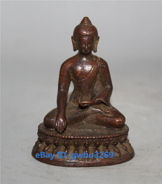 Vintage Original Chinese old Pure Brass small Buddha statue 21859