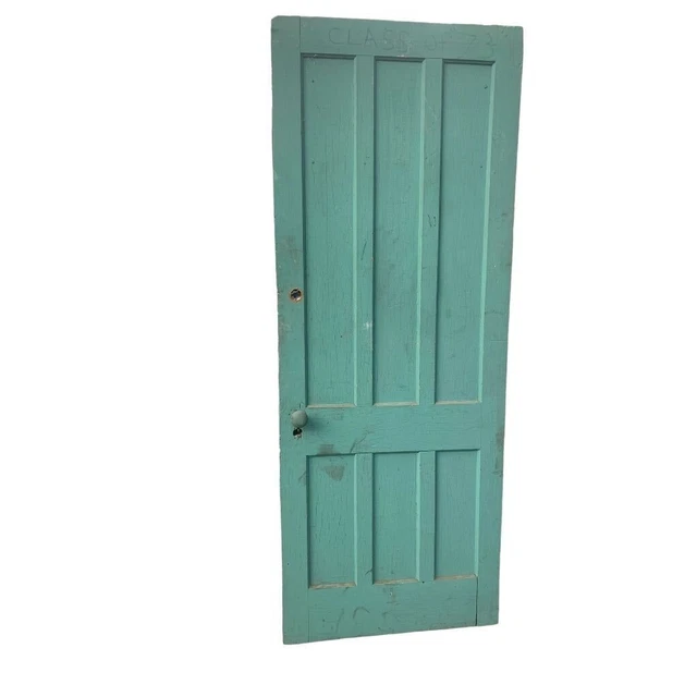 Antique 6 Panel Solid Wood Door 30" x 79" Painted Project Piece Salvage 6