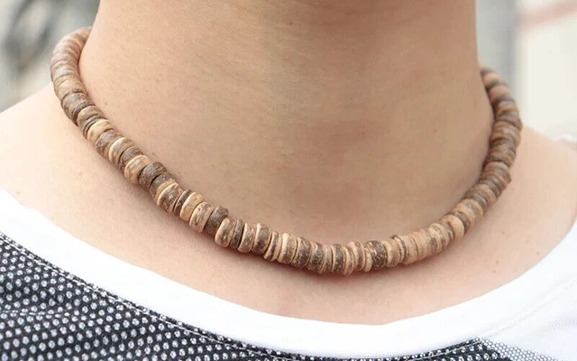 Collier Long Bohème Femme - Perles En Bois De Santal Blanc-crème - Fait Main En France - 1 Mètre - Neuf