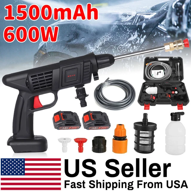600W Cordless Pressure Washer Gun Portable Power Washer w/ Nozzle & 2PCS Battery