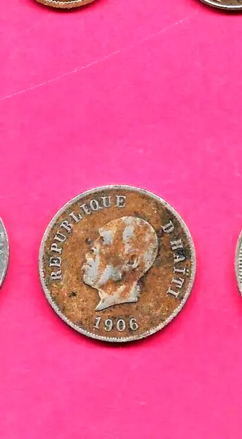 Haiti Haitian Km54 1906 Fine-Nice Old Antique 10 Centimes Circulated Coin