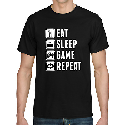 EAT Sleep GAME repeat Gamer pedine admin proverbi Divertimento Divertente mi hai interrotto Fun T-shirt