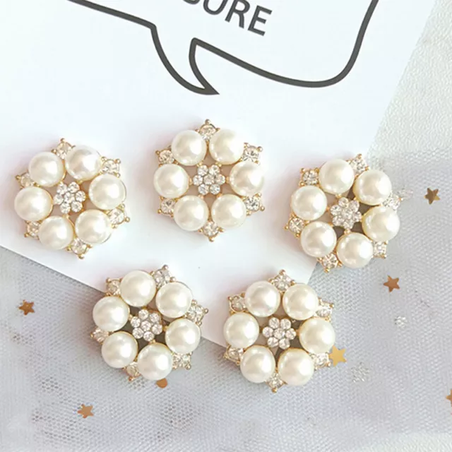 10pcs Flower Rhinestones Buttons Pearl Button Wedding Decoration Diy AccessoW-SA