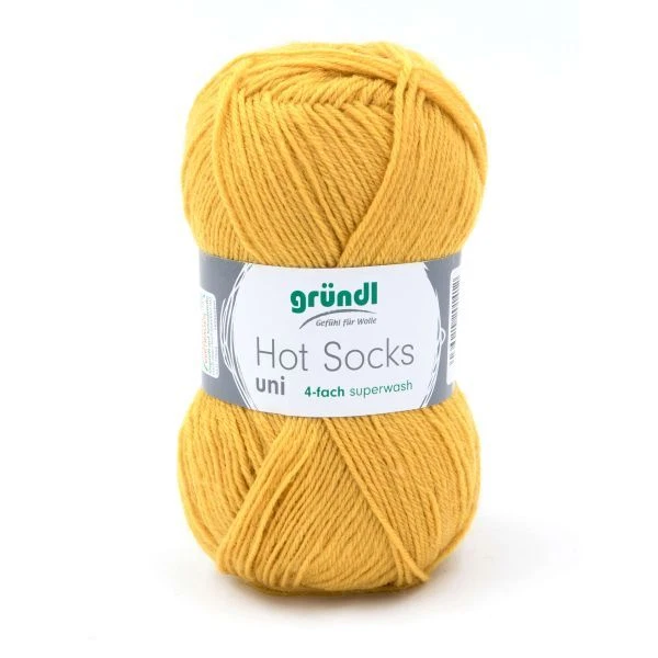 Gründl Wolle Hot Socks uni 50 g curry Handarbeit