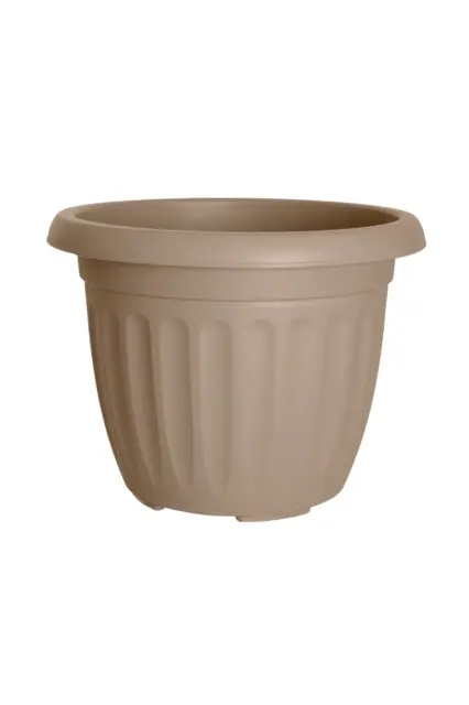 Round Athens Planter Plant Pot Vases Sturdy Plastic Base Home Garden Taupe 30 Cm