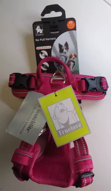 TRUE LOVE Dog Harness No Pull Nylon Reflective Explosion-Proof, XSmall Fuchsia