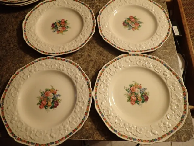 Lot of 4 Soup Bowls Crown Ducal Gainsborough English Floral China 1920’s