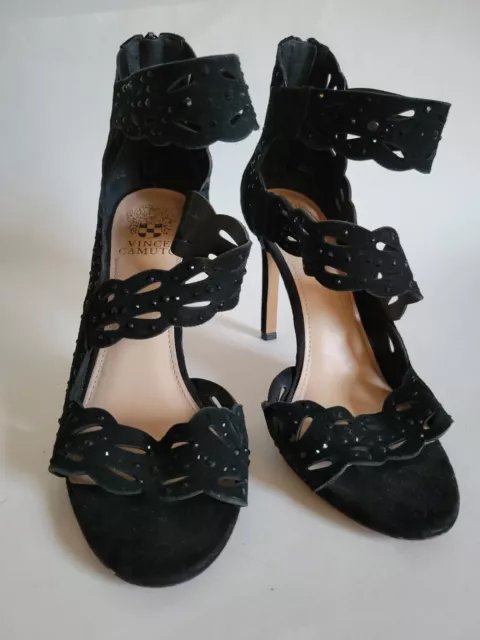 VINCE CAMUTO KATLINA Black Size 8 Jeweled Suede High Heel Stiletto $34. ...