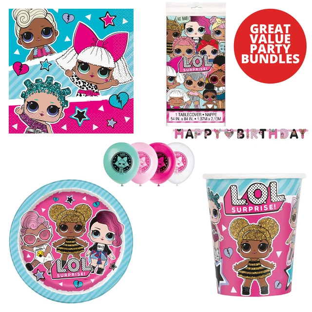 LOL Set pacchetto decorazioni feste compleanno ragazze sorpresa + BORSE FESTA GRATUITE!
