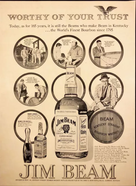 1960 Jim Beam Bourbon Whiskey Print Ad Beam Family History