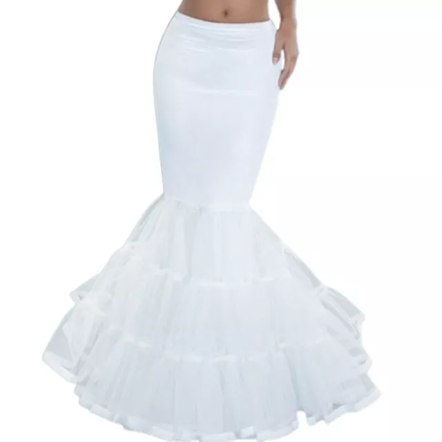 Women Layered Fishtail Petticoat Underskirt Hoopless Tulle Bridal Crinoline Slip