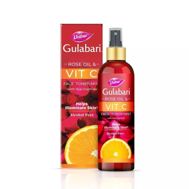 Dabur Gulabari Rose Oil & Vitamin C Face Toner Mist resserre les pores 200 ml FS