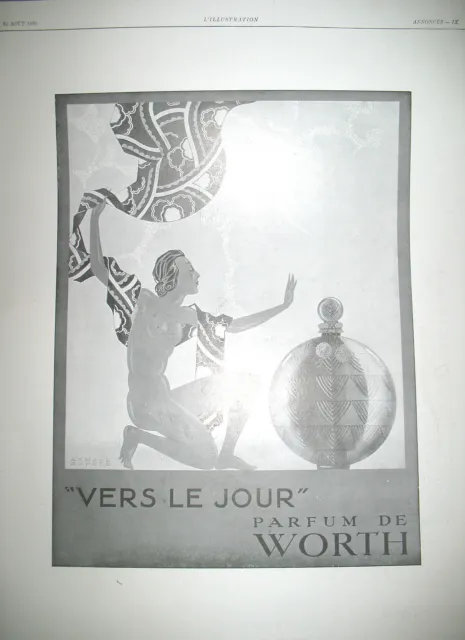 Publicite De Presse Worth Parfum Vers Le Jour  Illustrationb Rapeno Ad 1929