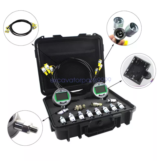 80MPA/12000PSI Digital Pressure Gauge Test Set 12 Test Adapters 2 Gauges 3 Hose 2