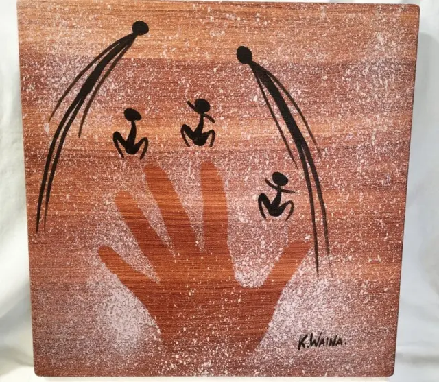 Kevin Waina Original Australian Aboriginal Art Stunning Work Hand Stencil 35x35