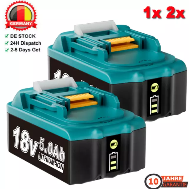 für 18V Makita Ersatzakkus 5Ah BL1850B BL1830 BL1860B Akku LXT mit LED/Ladegerät