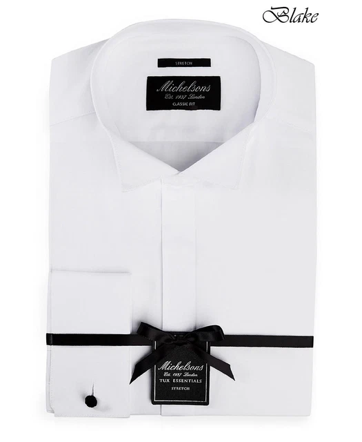 Mens Of London Mens Classic/Regular Fit Stretch, White, Size 16.5X eQph