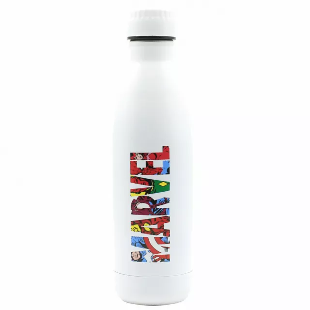 Puro botella de acero inoxidable 750ml logo Marvel color blanco (NUEVA)
