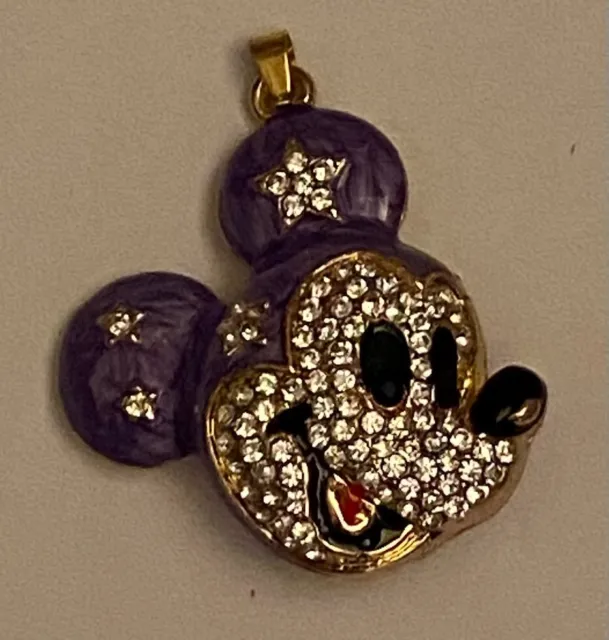 BETSEY JOHNSON JEWELRY Purple Enamel & Crystal Cartoon Mickey Mouse ...