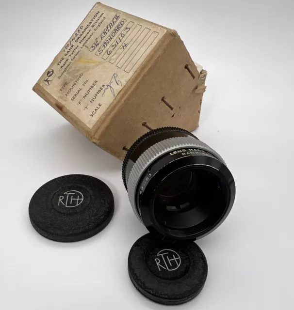 Vintage Rank Taylor Hobson 3 1/4 inch f/4 Ental II lens + Caps Boxed Optics Exc