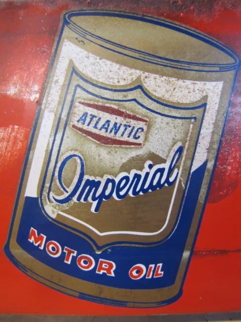 ATLANTIC IMPERIAL MOTOR OIL Original Old Advertising Sign Display Rack Shop Ad