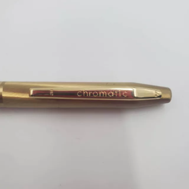 Vintage Gold Chromatic Ballpoint Pen WEATHER SHIELD MFG Twist Action Dual Color 3