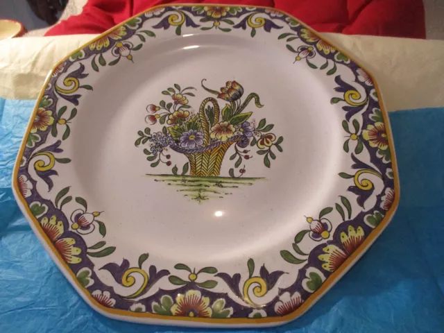 Fine Faïence Desvres Decor Rouen Assiette Decor Panier Fleuri  Signe France 3