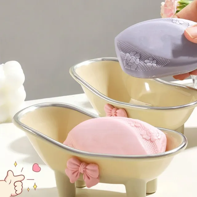 Holder Bow Soap Dish Plastic Draining Soap Holder Creative Bathtub Soap Box