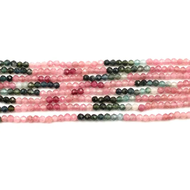 A+13'' Strand Multi Tourmaline Faceted Israel Micro Rondelle Gemstone Beads 2MM