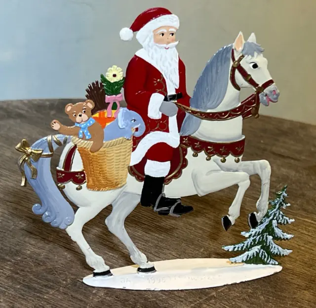Weihnachtsmann auf Pferd Zinn Wilhelm Schweizer Weihnachten Zinnfigur 1996