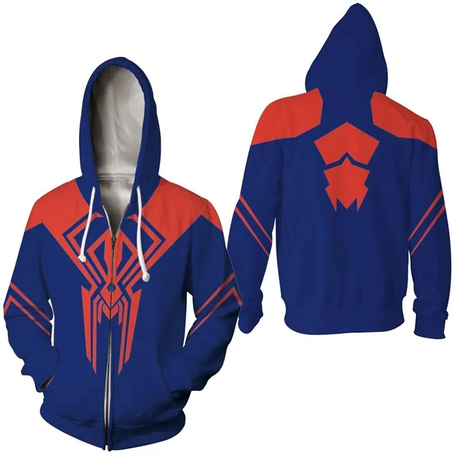Spiderman Hoodie Jumper – Full Zip Cosplay Jacket With Pockets, Unisex Adult