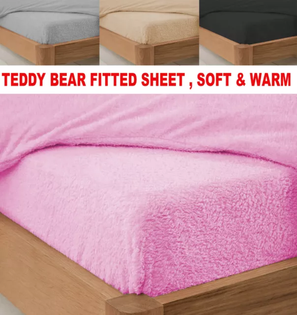 Juego de cama cálida térmica extra profunda oso de peluche sherpa