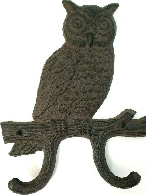 Cast Iron Owl Double Wall Hook 7" x 5.25" With .75" Hook