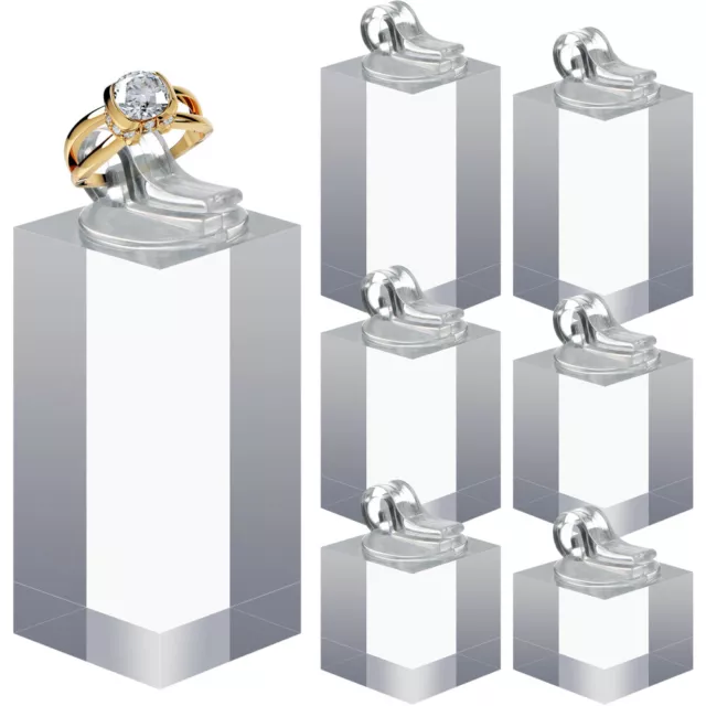 7 Pcs Ring Display Stand Cube Earrings Jewelry Showcase Finger Rack Acrylic