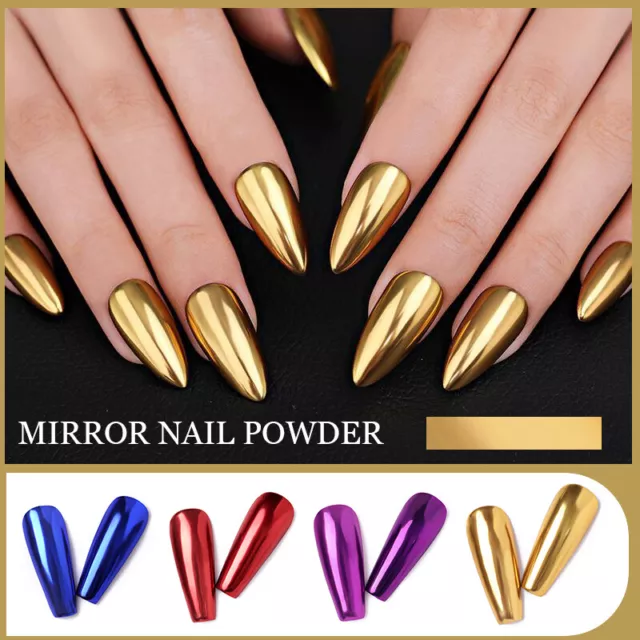 MIRROR NAIL POWDER Silver CHROME for Rose Gold Nails EFFECT