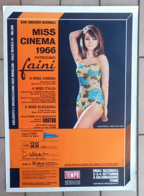 Concorso Miss Cinema 1966 Affiche Poster Manifesto Locandina Cm. 48 X 33,5 Ar