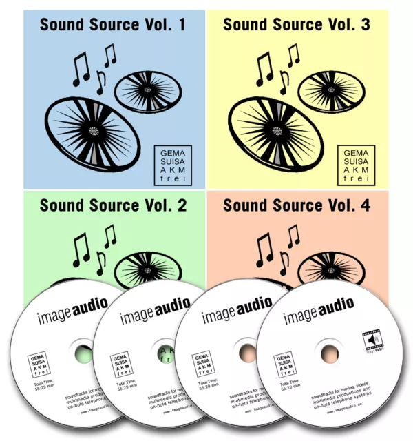 4 CDs - SOUND SOURCE - GEMAFREIE MUSIK AKM GEMAFREI - ORCHESTRAL JAZZ REGGAE ...