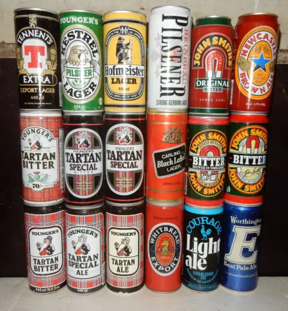 18 Vintage 1980's Beer cans from UNITED KINGDOM (440ml)  Empty !!